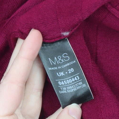 Marks and Spencer Women Dark Raspberry Knit Jumper Dress Size 20