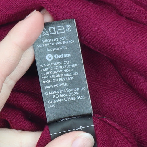 Marks and Spencer Women Dark Raspberry Knit Jumper Dress Size 20