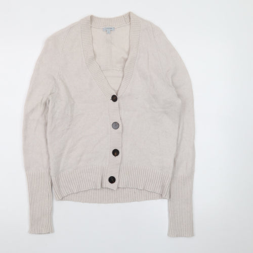 Jigsaw Women Beige Wool Blend Button Cardigan Size S