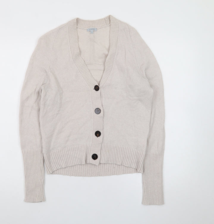 Jigsaw Women Beige Wool Blend Button Cardigan Size S