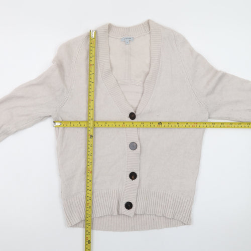 Jigsaw Women Beige Wool Blend Button Cardigan Size S