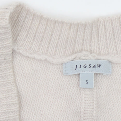 Jigsaw Women Beige Wool Blend Button Cardigan Size S