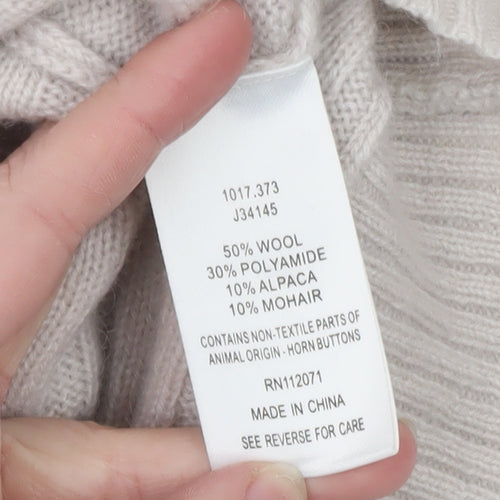 Jigsaw Women Beige Wool Blend Button Cardigan Size S