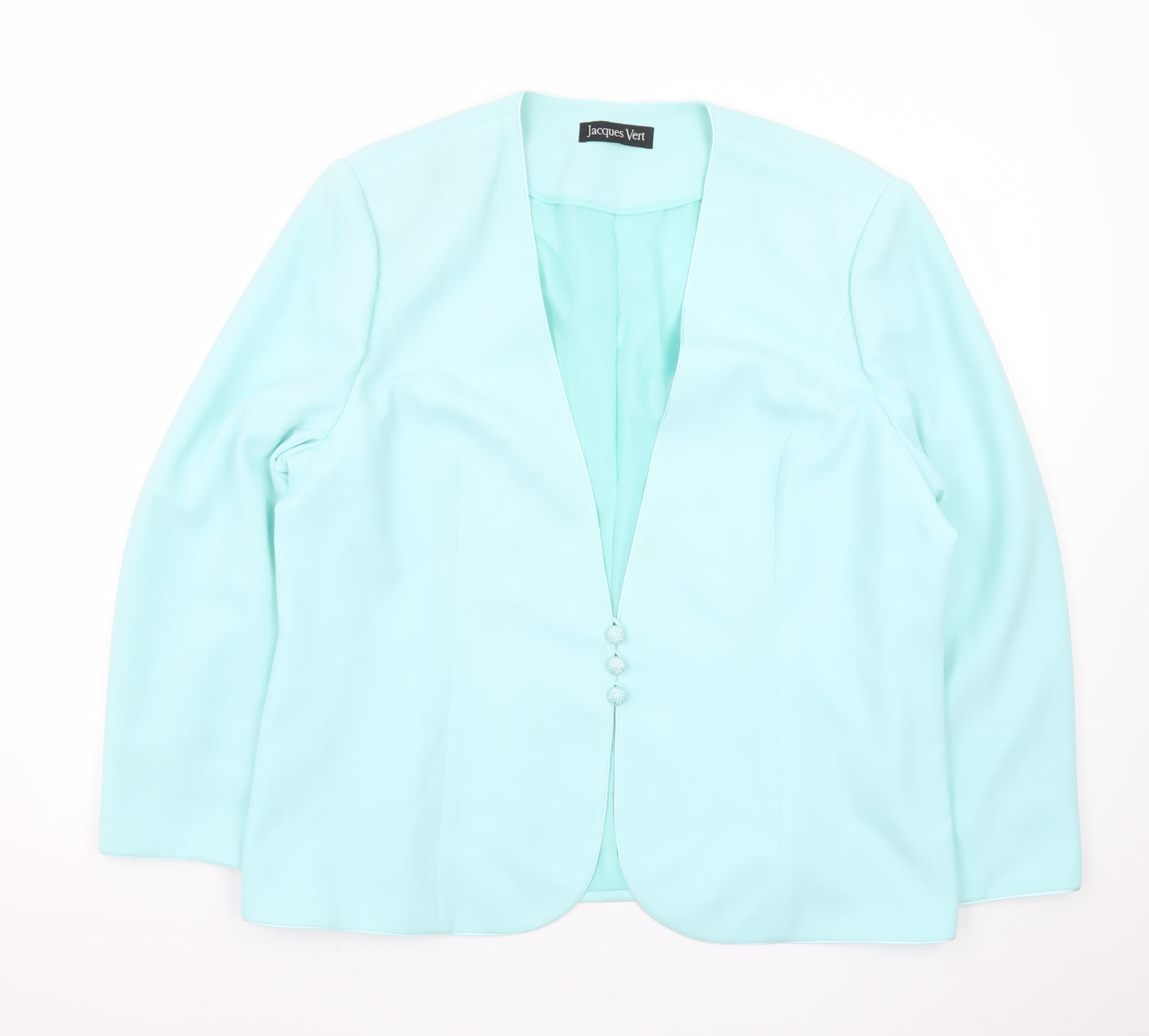 Jacques Vert Women Aqua Blue Long Sleeve Suit Jacket Size 22