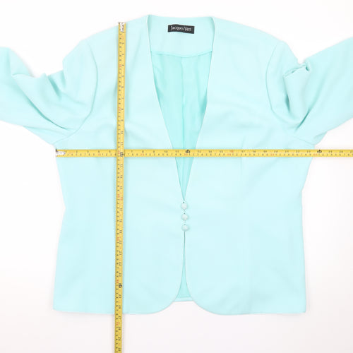 Jacques Vert Women Aqua Blue Long Sleeve Suit Jacket Size 22