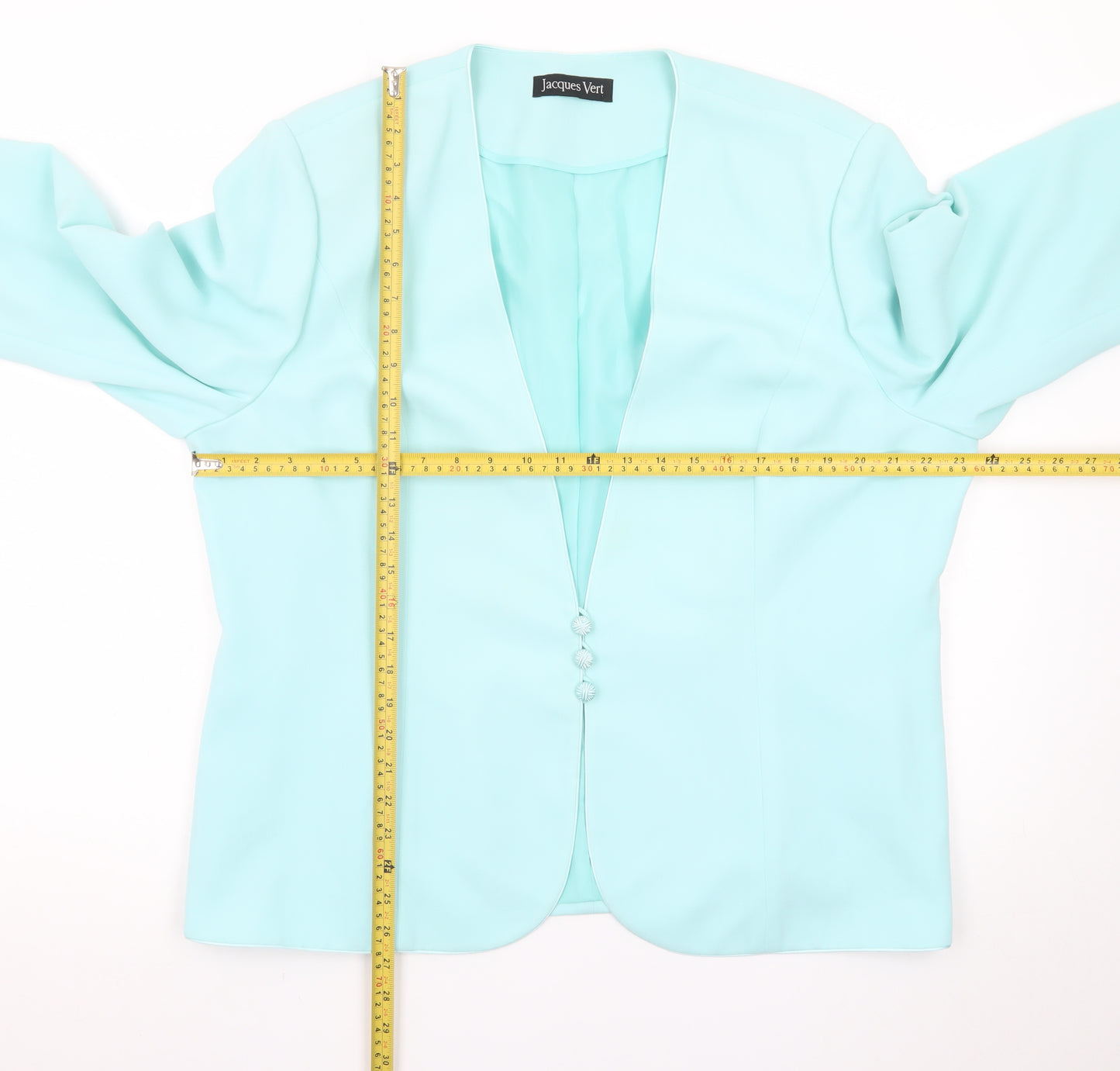 Jacques Vert Women Aqua Blue Long Sleeve Suit Jacket Size 22
