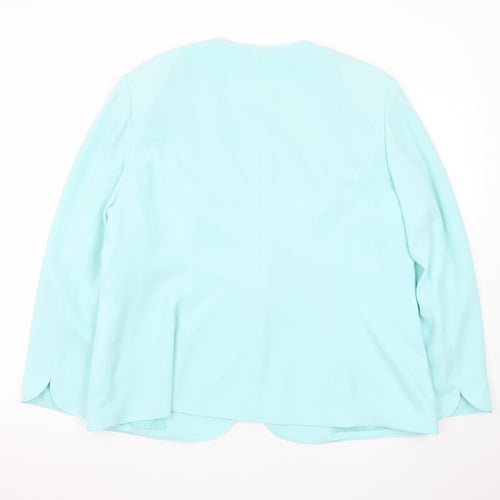 Jacques Vert Women Aqua Blue Long Sleeve Suit Jacket Size 22