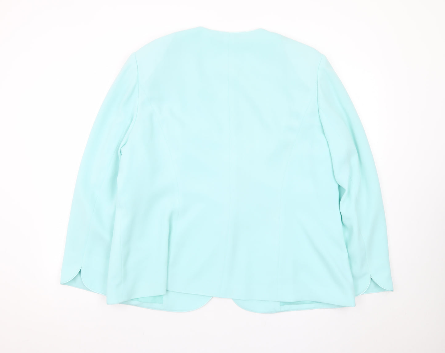 Jacques Vert Women Aqua Blue Long Sleeve Suit Jacket Size 22