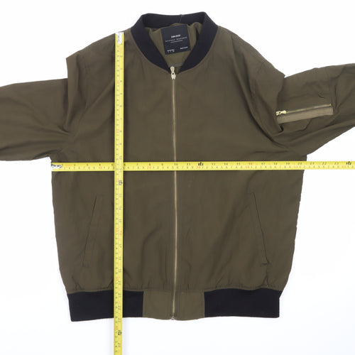Zara Men’s Green Bomber Jacket L Regular Fit Polyester Zip