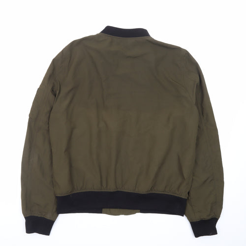 Zara Men’s Green Bomber Jacket L Regular Fit Polyester Zip