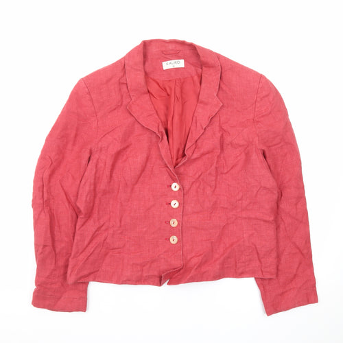 Kaliko Women's Red Linen Blazer Jacket Size 16 Classic Short