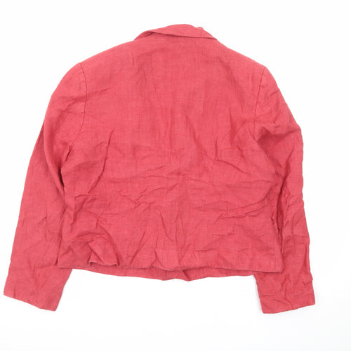 Kaliko Women's Red Linen Blazer Jacket Size 16 Classic Short