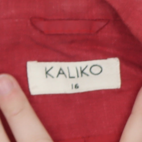 Kaliko Women's Red Linen Blazer Jacket Size 16 Classic Short
