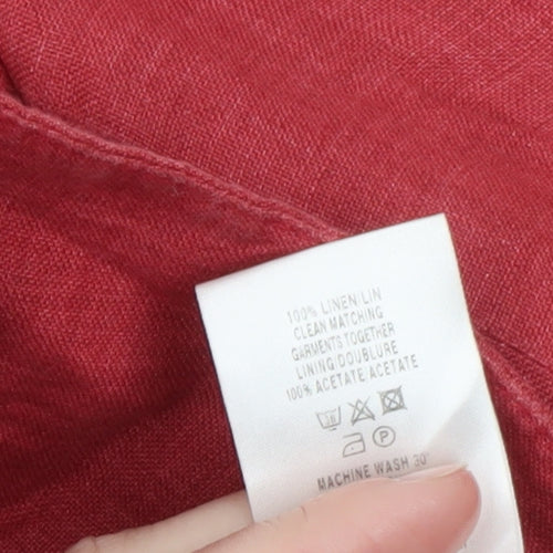 Kaliko Women's Red Linen Blazer Jacket Size 16 Classic Short