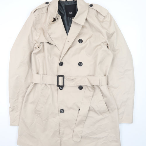River Island Women Beige Trench Coat Belted Mid-Length M