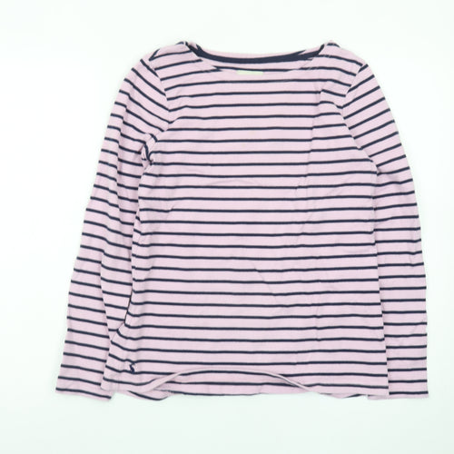Joules Womens Pink Striped Long Sleeve Cotton Nautical T-Shirt Size 10