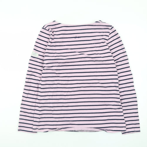 Joules Womens Pink Striped Long Sleeve Cotton Nautical T-Shirt Size 10