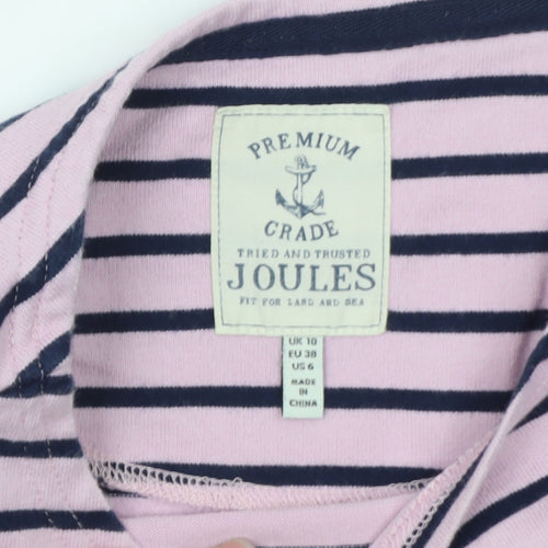 Joules Womens Pink Striped Long Sleeve Cotton Nautical T-Shirt Size 10