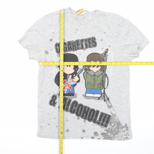Weenicons Men's Grey Band Graphic T-Shirt M Short Sleeve Cotton