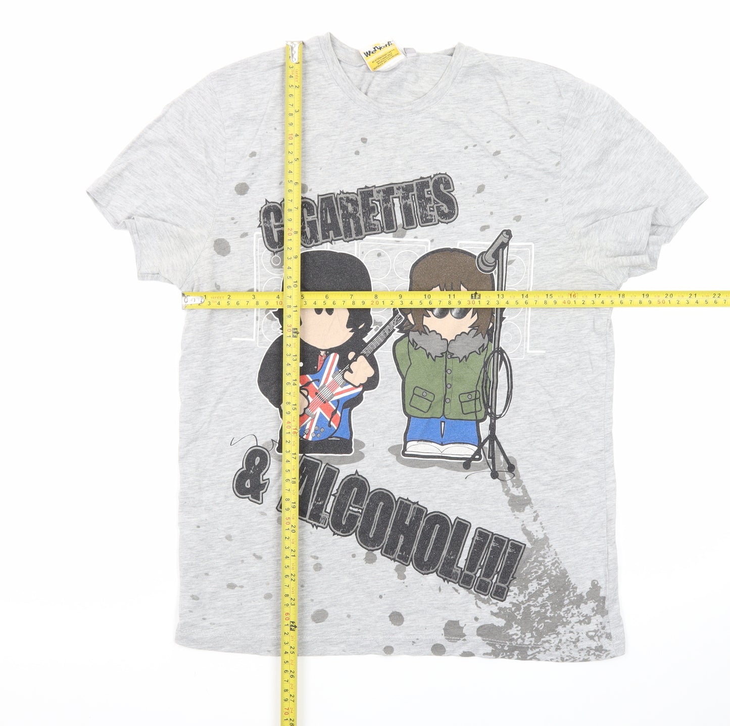 Weenicons Men's Grey Band Graphic T-Shirt M Short Sleeve Cotton