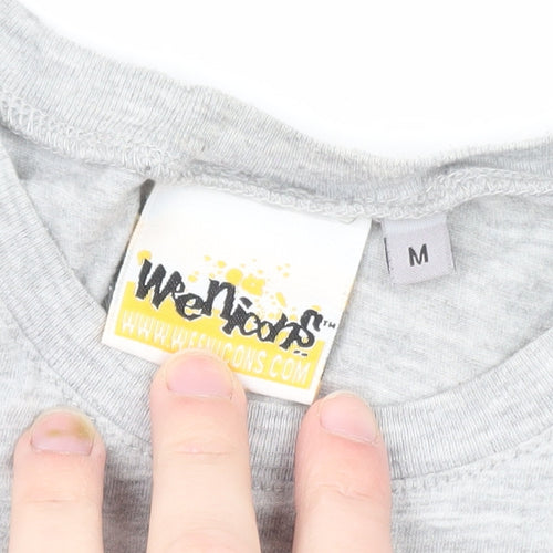 Weenicons Men's Grey Band Graphic T-Shirt M Short Sleeve Cotton
