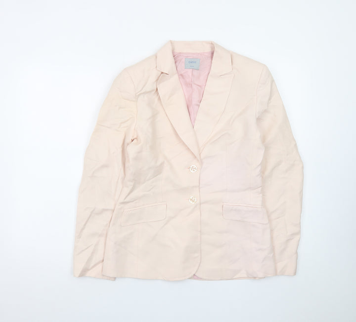Oasis Women Beige Blazer Size 10 Linen Viscose Formal Jacket
