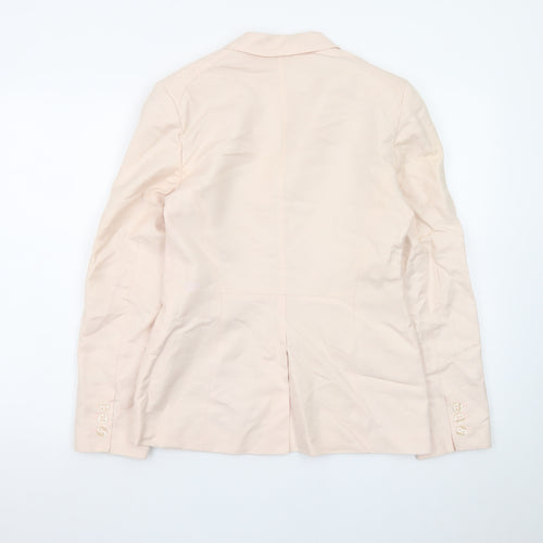 Oasis Women Beige Blazer Size 10 Linen Viscose Formal Jacket