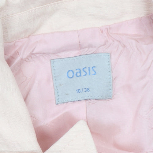 Oasis Women Beige Blazer Size 10 Linen Viscose Formal Jacket