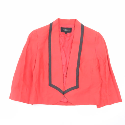 Jaeger Womens Red Linen Blend Shawl Collar Blazer Size 16