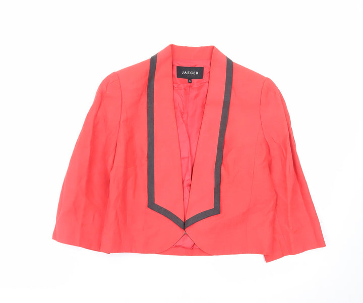 Jaeger Womens Red Linen Blend Shawl Collar Blazer Size 16