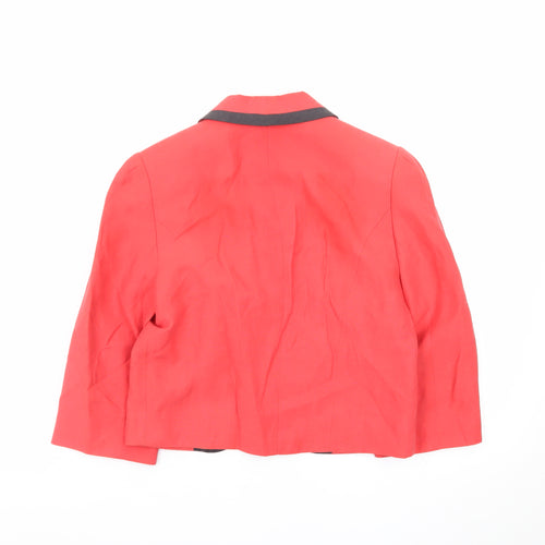 Jaeger Womens Red Linen Blend Shawl Collar Blazer Size 16