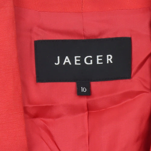 Jaeger Womens Red Linen Blend Shawl Collar Blazer Size 16