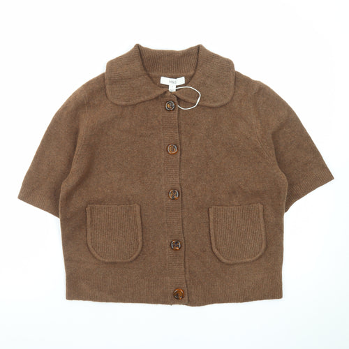 Marks and Spencer Women's Brown Collared Short Sleeve Cardigan M