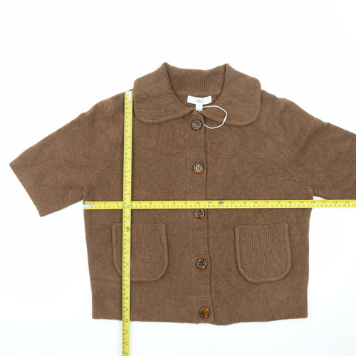 Marks and Spencer Women's Brown Collared Short Sleeve Cardigan M
