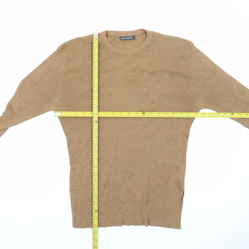French Connection Women's Beige Wool Blend Ribbed Jumper L
