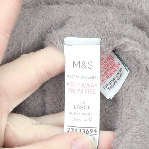 Marks and Spencer Women Beige Hooded Fleece Pullover Jumper Size L