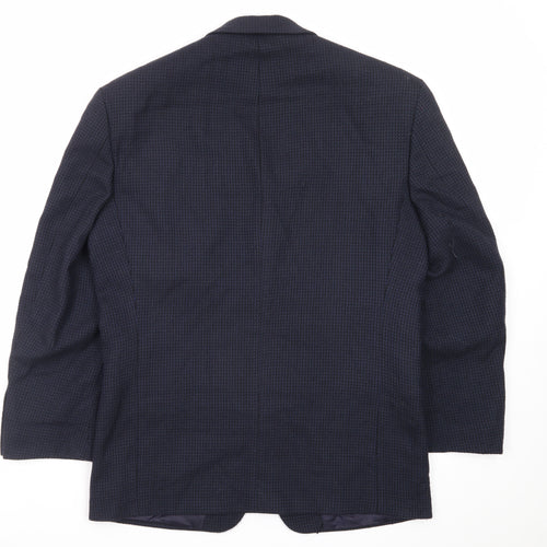 Marks and Spencer Men's Blue Wool Check 38S Classic Blazer