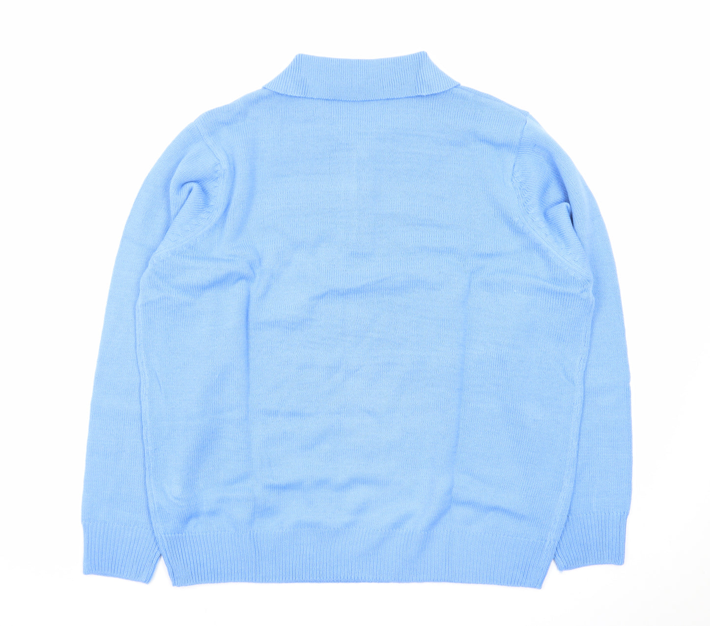 Damart Men's Blue Collared Henley Jumper XL Knit Long Sleeve