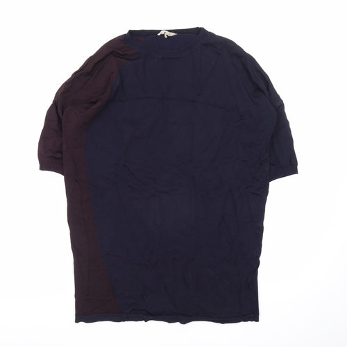 Phase Eight Unisex Blue Colourblock Knit Short Sleeve T-Shirt XS