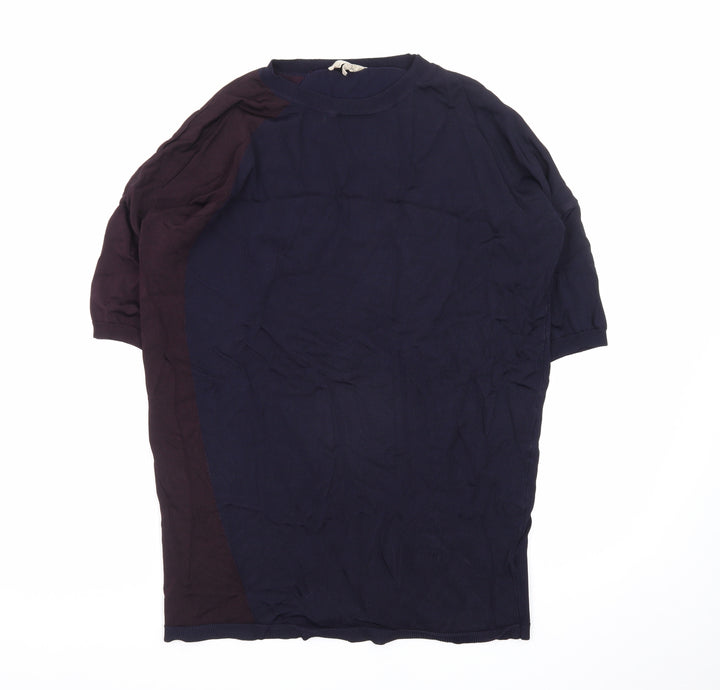 Phase Eight Unisex Blue Colourblock Knit Short Sleeve T-Shirt XS