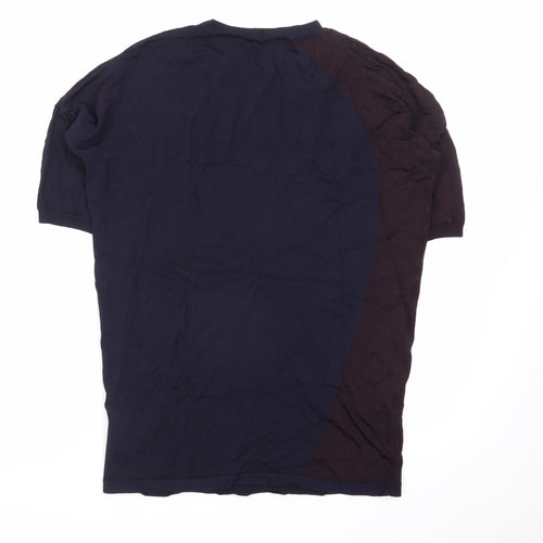Phase Eight Unisex Blue Colourblock Knit Short Sleeve T-Shirt XS