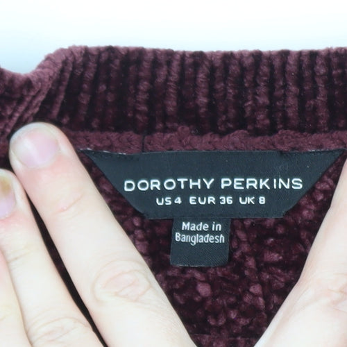 Dorothy Perkins Women’s Burgundy Knit Pullover Jumper UK 8