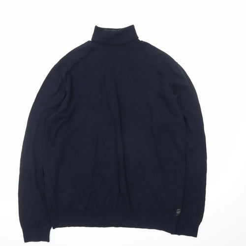 Replay Men's Blue Cotton Roll Neck Jumper XL