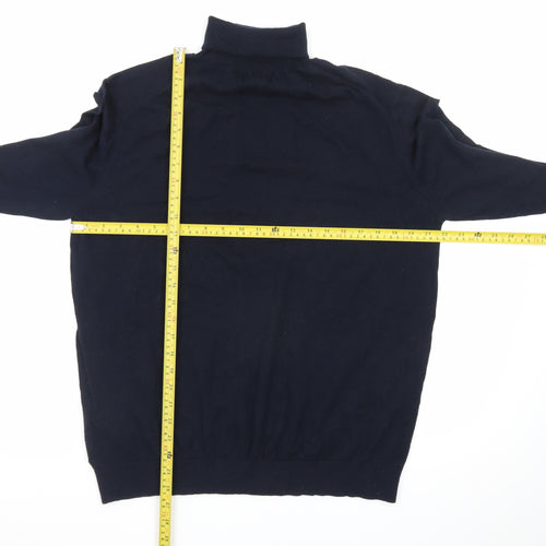 Replay Men's Blue Cotton Roll Neck Jumper XL