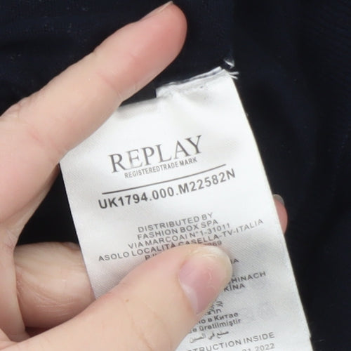 Replay Men's Blue Cotton Roll Neck Jumper XL