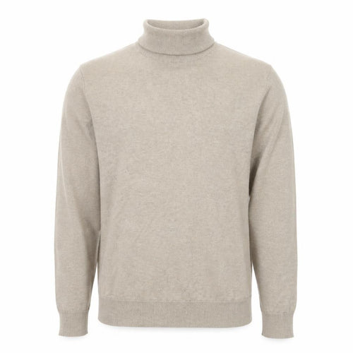 Pull&Bear Men's Beige Roll Neck Cotton Blend Jumper Size S