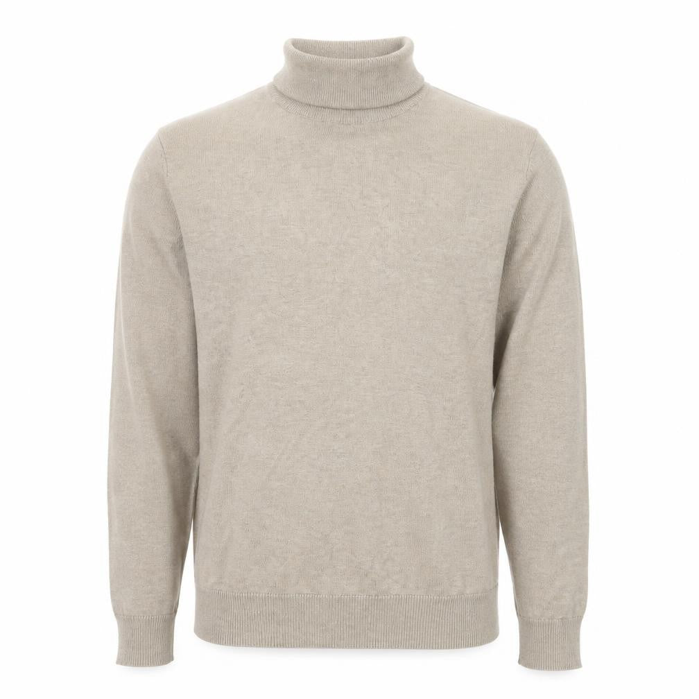 Pull&Bear Men's Beige Roll Neck Cotton Blend Jumper Size S