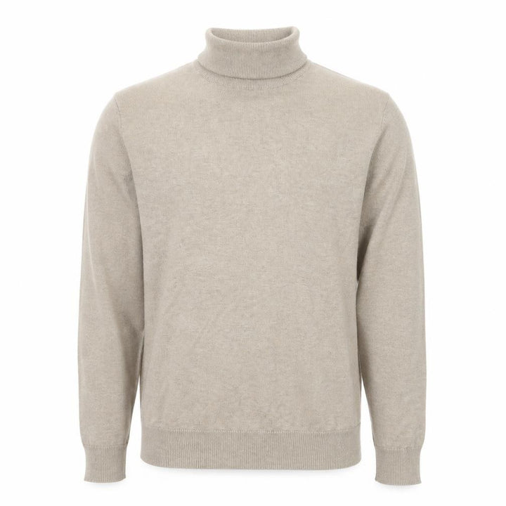 Pull&Bear Men's Beige Roll Neck Cotton Blend Jumper Size S