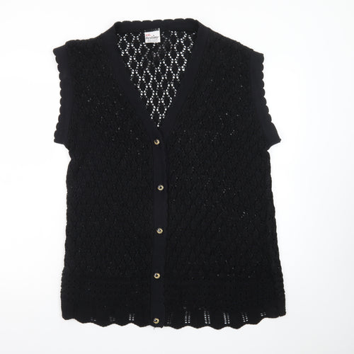Destiny Women’s Black Sleeveless Crochet Knit Cardigan 2XL