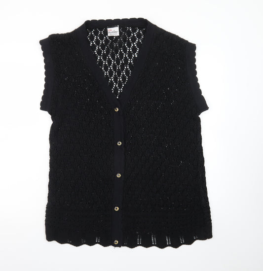 Destiny Women’s Black Sleeveless Crochet Knit Cardigan 2XL